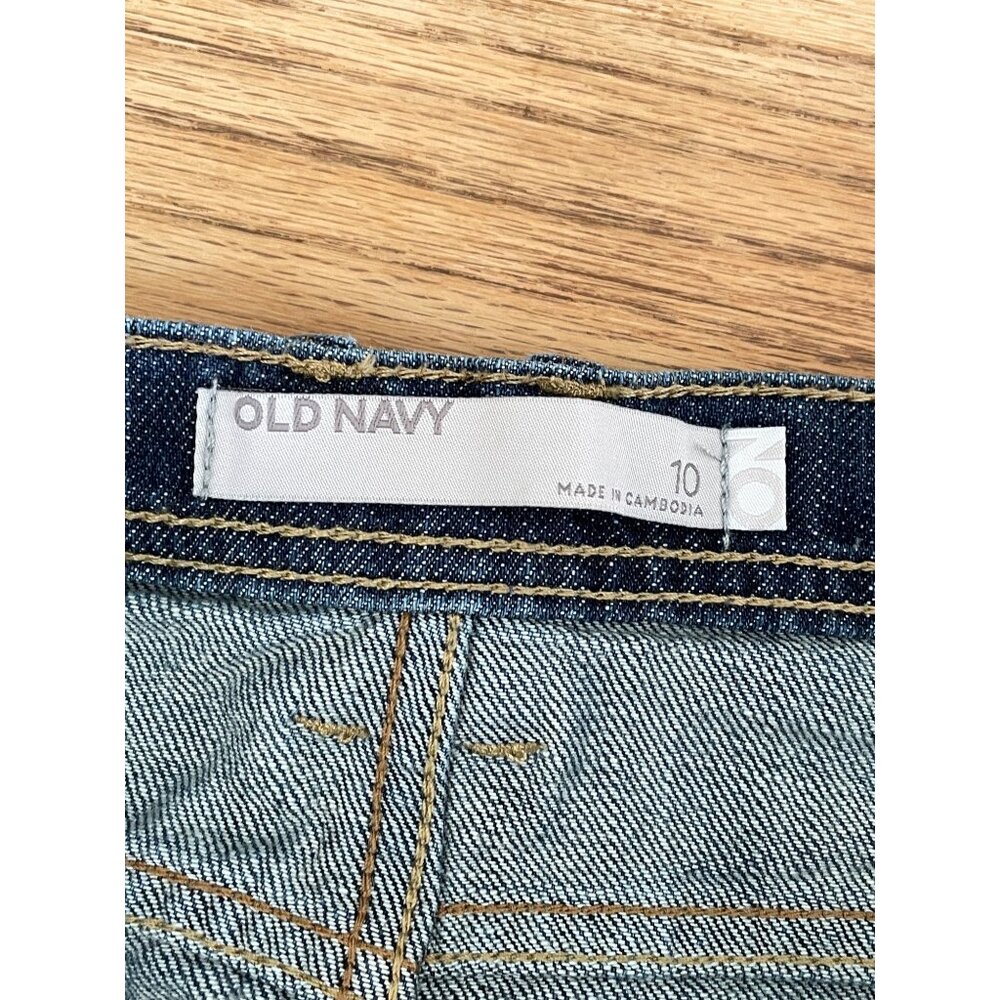 Old Navy Frayed Raw Hem Mini Jean Mini Skirt Womens 10 13" Length - Picture 3 of 6